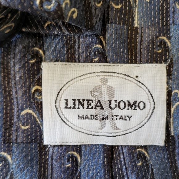 Linea Uomo Blue Silk Tie - Picture 3 of 5